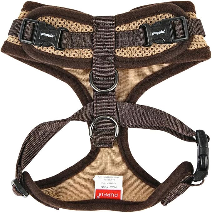 Puppia Authentic RiteFit Harness with Adjustable Neck, Large, Beige