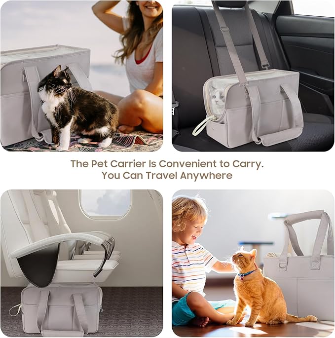JourCraf Dog Purse Carrier for Small Dogs & Puppies Up 10 Lbs, Soft Cotton Tote Pet Shoulder Bag with Pockets, Foldable & Washable Breathable Puppy Carrier for Yorkie, Chihuahua & Cats - Gray