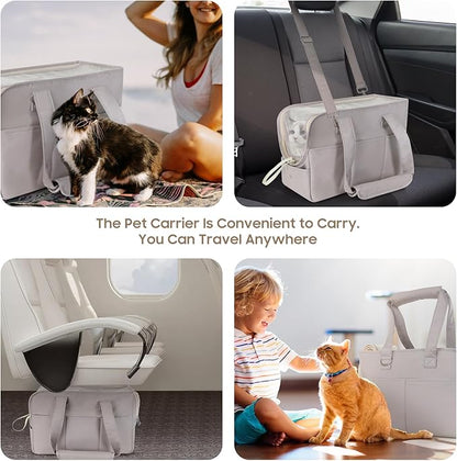 JourCraf Dog Purse Carrier for Small Dogs & Puppies Up 10 Lbs, Soft Cotton Tote Pet Shoulder Bag with Pockets, Foldable & Washable Breathable Puppy Carrier for Yorkie, Chihuahua & Cats - Gray