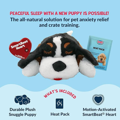 Snuggle Puppy Heartbeat Dog Toy for Puppies, Real-Feel Heartbeat, Calming Sleep Aid and Crate Training Comfort Toy with Heat Pack, Medium Breed Buddies Bernese Mountain Dog
