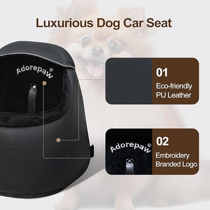 Small Dog Car Seat Under 13lbs - Luxury PU Leather Dog Booster Car Seats for Small Dogs with Removable Inner, Can be Used as Pets Carrier Bag