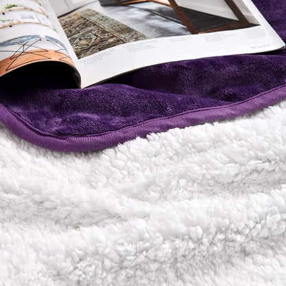 Waterproof Blanket for Bed Couch Sofa, Soft Liquid Pee Proof Pet Blanket for Dog Puppy Cat, Reversible Sherpa Fleece Furniture Protector (Dark Purple, 50x60 inches)