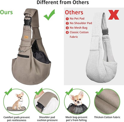 CUBY Dog and Cat Sling Carrier - Hands Free Adjustable Small Pet Sling - Soft Pouch and Tote Design - Suitable for Puppy, Small Dogs Cats Outdoor