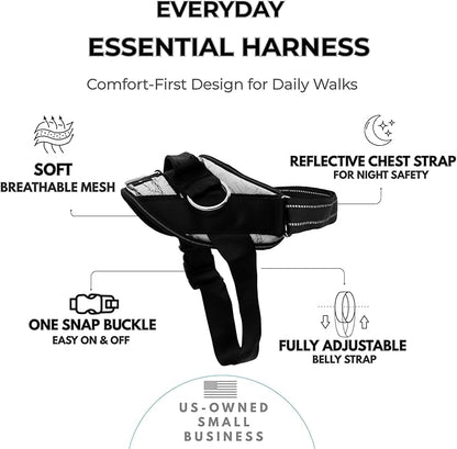 ShawnCo Essential Dog Harness, No-Pull Pet Vest with 3 Leash Clips, No Choke, Reflective, Adjustable and Padded, for Easy Walking and Training for Small, Medium and Large Dogs (White Marble, XL)