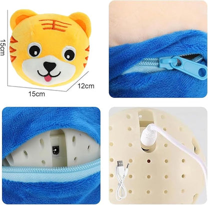 Active Moving Pet Plush Toy, Interactive Dog Toys Pet Bouncing Balls, USB Rechargeable Interactive Washable Cartoon Pig Plush Sound Electronic Dog Toy, Small Cute Squeaky Pig Dog Toy (Tiger)