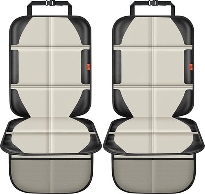 XHYANG Car Seat Protector,2 Pack Car Seat Protectors Baby Carseat Waterproof Durable 600D Fabric for Child Baby Car Seat Mat Vehicle Pet Cover 2 Storage Pockets (2 Pack Beige)