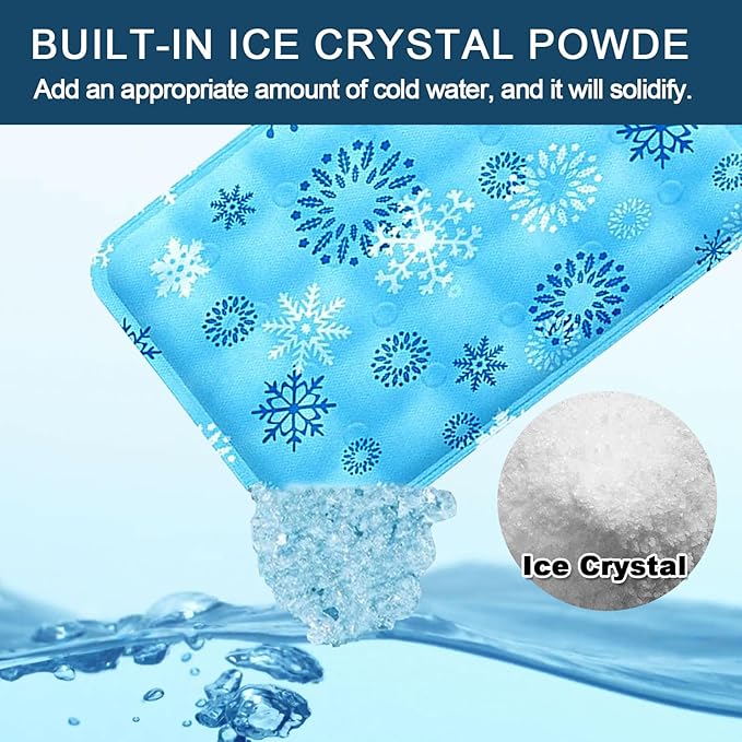 Cooling Mat for Dogs and Cats, Foldable Gel Cooling Mat with Ice Crystal Powder, Blanket Water Injection Cool Pet Pad for Cat Indoor Outdoor Summer Use, 11.8” X15.7”