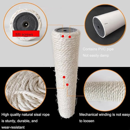 2 PCS M8 Cat Scratching Post Replacement,15.7Inch Sisal Pole Cat Tree Replacement Post with Screws,DIY Scratcher Scratching Post Replacement, Pad, Crafts Gardening Hammock Home Decorating