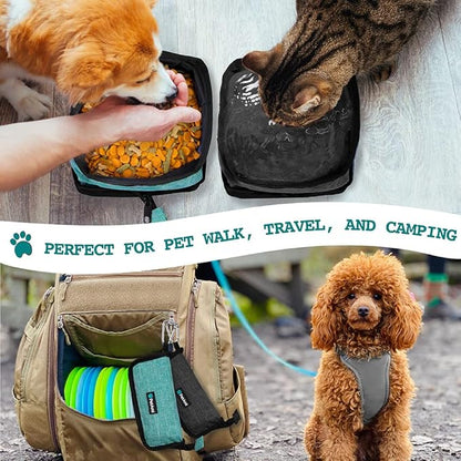 PetAmi Collapsible Dog Bowls 2 Pack, Food and Water Bowls Travel Set, Portable Pet Dish No Spill, Foldable Lightweight BPA Free Leakproof Bowls, Camping Hiking Walking Outdoor Gear Accessories, Blue