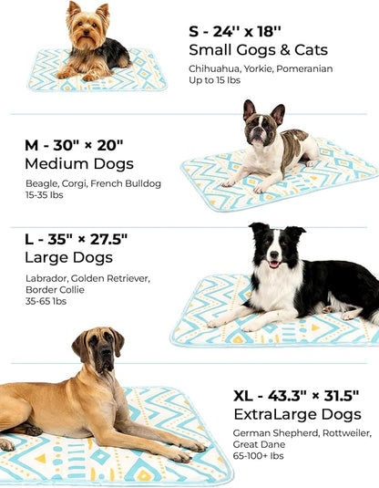 Dog Cooling Mat for Dogs & Cats, Soft Breathable Cooling Pad for Dog Bed, 43"x32" Self Cooling Crate Mat for Dogs, No Gel Washable Non-Slip Pet Cooling Mat Indoor Outdoor, Bohemia