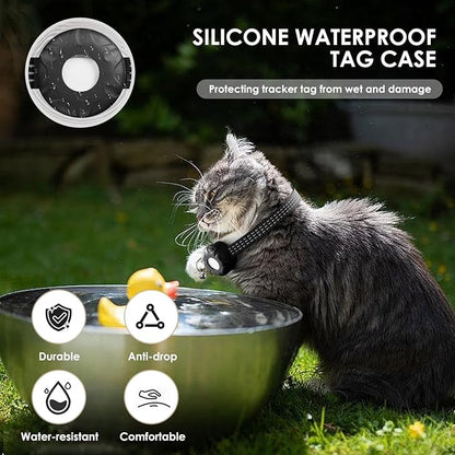 Pet Tracker for Cats, Compatible with Apple Find My App (Only iOS), Cat GPS Tracker Works with Any Collar, No Monthly Fee, Waterproof (Black)