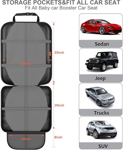 XHYANG Car Seat Protector,2 Pack Automotive Seat Protectors Baby Carseat Pad Waterproof & Durable 600D Fabric for Child Baby Car Seat Mat Vehicle Pet Cover 2 Storage Pockets (2 Pack Gray)