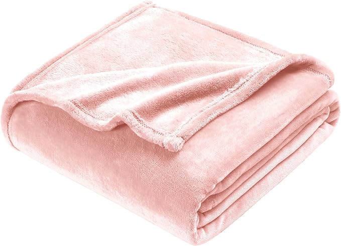 DREAMNINE Oversized Soft Plush Fleece Throw Blanket Twin Size 60" x 80", Decorative Large Solid Lightweight Fluffy Velvet Bed Blankets, Big Cute Cozy Accent Shag Fuzzy Flannel Blanket for Bedroom,Pink