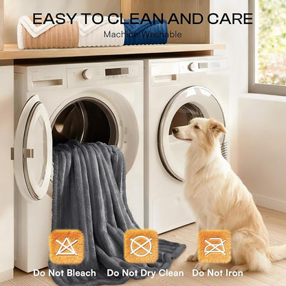 Luciphia Waterproof Dog Blanket for Large Dogs Ultra-Soft Calming Cut Pile Flannel Throw Durable & Warm Furniture Protection for Couch Bed Pet Human Blanket Machine Washable Stone Gray,XL(85''x57'')