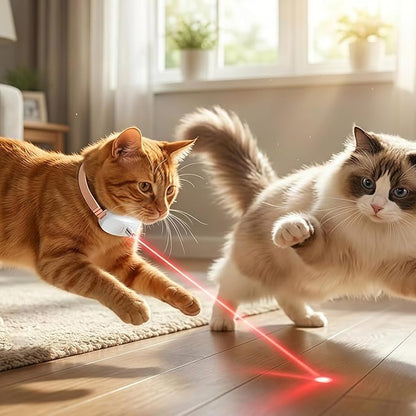 Walfront Cat Toys, Interactive Pink Light-Up Collar with Automatic Chasing, USB Rechargeable Adjustable Fit 9.1–13.4in, Indoor Play for Kittens & Adult Cats, Fun Exercise & Boredom Relief
