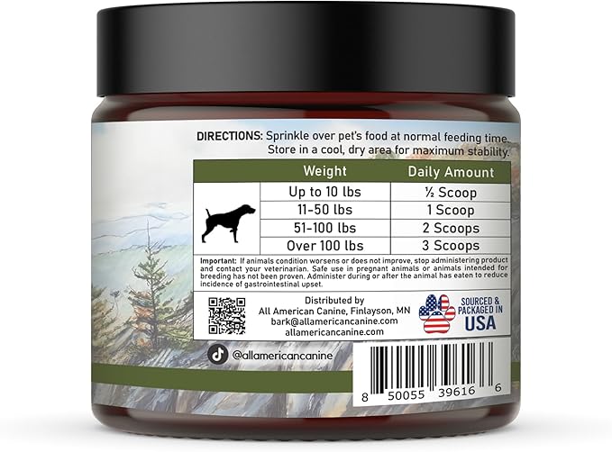ALL AMERICAN CANINE Complete Skin & Coat Natural Protein-Enriched Powdered Supplement Food Topper | 90 Servings