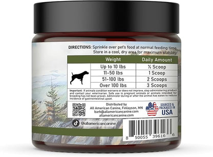 ALL AMERICAN CANINE Complete Skin & Coat Natural Protein-Enriched Powdered Supplement Food Topper | 90 Servings