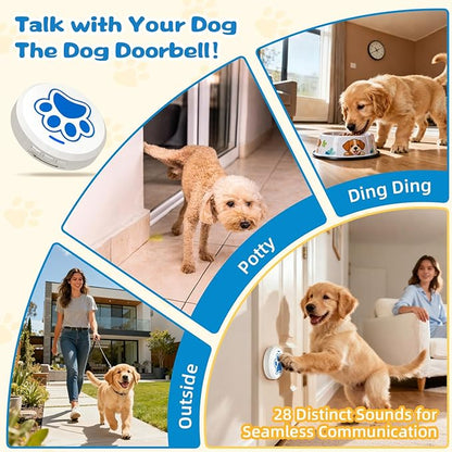 ChunHee Dog Bells to Go Outside - Bell for Dogs to Ring to Go Potty | Chew-Proof Dog Door Bell | 0-115dB Adjustable Volume & 28 Ringtones | Bells for Dog Training to Go Outside Without Barking