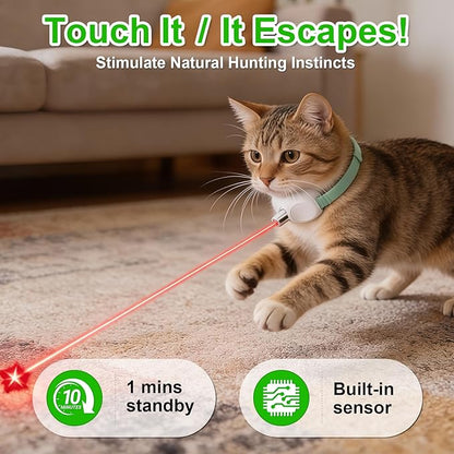 Walfront Automatic Interactive Cat Toy for Indoor Cats, USB Rechargeable Adjustable Height 9.1–13.4in with 2 Modes & 41° Angle, Hands-Free Chase Play for Kittens & Adult Cats, Fun Exercise