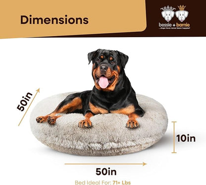 Bessie and Barnie - Luxury Extra Plush Faux Fur Bagel Pet/Dog Bed (Blondie, X-Larg)