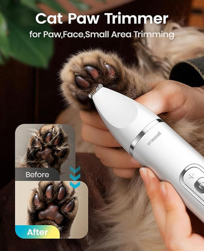 oneisall Quiet Cat Clippers for Matted Hair, 3 in 1 Cat Grooming Kit with LCD Display, Cat Hair Trimmer for Paw Trimmer, 3 Speed, Cordless, IPX7 Waterproof Pet Clippers for Butt, Paw, Back, Ear, Face