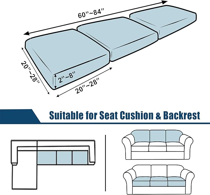 100% Waterproof Couch Cushion Covers, Replacement Sofa Cushion Covers, Stretch Individual Sofa Seat Cushion Slipcovers Furniture Protector for Kids Pets (3-Piece Sofa Cushion Cover, Chocolate)