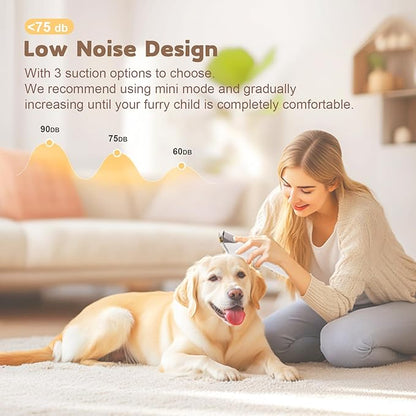 YOOHI Dog Grooming Kit & Dog Grooming Vacuum, 12Kpa Suction Pet Vacuum Grooming Kit with Low Noise, 3 Suction Mode, 2L Capacity, 5 Pet Grooming Tools for Shedding Cat Hair, Home Cleaning