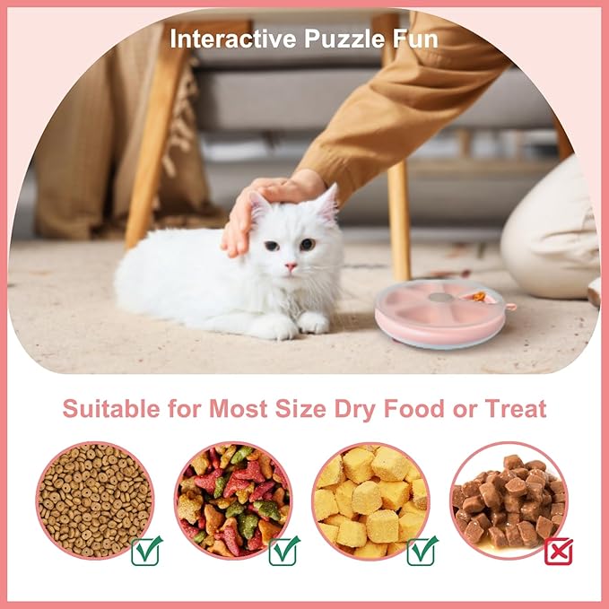 Interactive Cat Treat Toys, Food Puzzle, Maze Feeder Toys for Indoor Cats and Kittens (Pink)