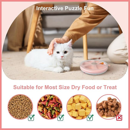 Interactive Cat Treat Toys, Food Puzzle, Maze Feeder Toys for Indoor Cats and Kittens (Pink)