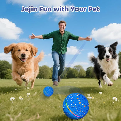 Interactive Dog Toys Dog Ball - Smart Moving Bouncing Dogs Ball with RGB Lights, E-TPU Material, 3 Play Modes Automatic Rolling Balls Toy for Small Medium Dogs Keep Them Busy(Blue)