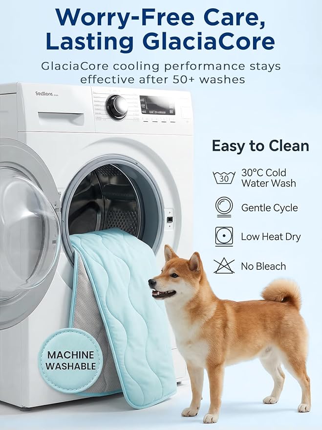 Dog Cooling Mat for Large Dogs, 42"x28" Breathable Self Cooling Crate Mat for Dogs & Cats, QMAX>0.5 Portable Washable Pet Cooling Mat for Dog Bed, Thickened Cool Fiber Indoor/Outdoor Summer,Blue