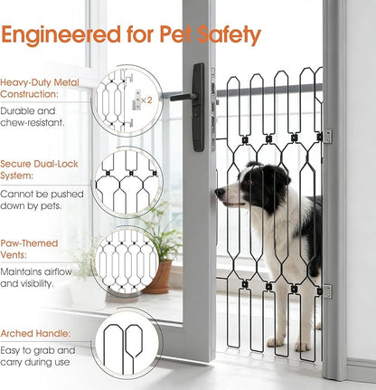 Metal Retractable Dog Gate for Front Door, Adjustable Pet Barrier & Door Blocker, Foldable Gate for Apartments, RVs, Indoor and Outdoor Use