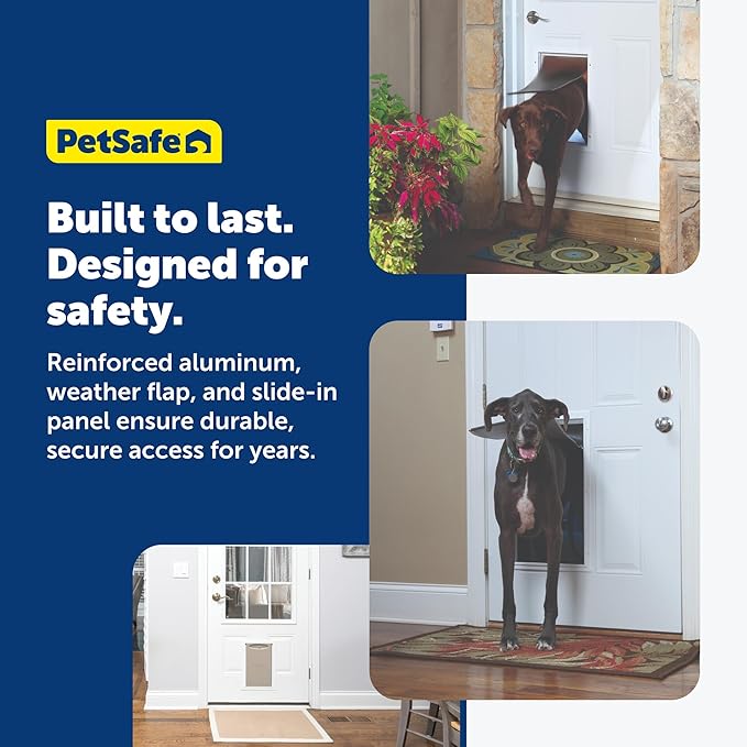PetSafe Freedom Aluminum Pet Door - Easy Installation Heavy Duty Dog & Cat Door with Magnetic Tinted Flap - Long-Lasting Pet-Friendly Design - Extra Large - for Dogs Up to 220 lb