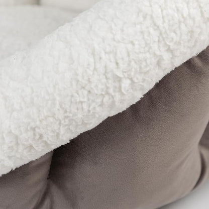 Sherry Kline Medium Cuddler Cup Pet Bed: Cozy Retreat with Deep Cushioning, Secure & Snug Space for Nap or Lounge, Easy in 'n' Out Access, Polyester Fiber, Round Shape (Grey)