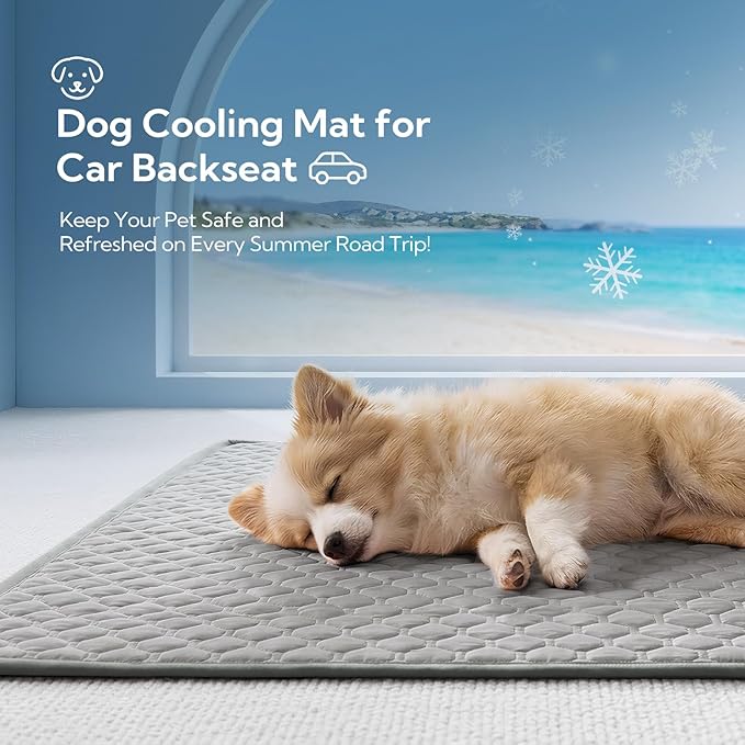 Soulbond Backseat Dog Cooling Mat for Cars - 24.5"x52" Washable Back Seat Self Cooling Pad for Cat & Puppy, QMAX>0.3, Non-Slip Cold Pet Bed Backseat Extender for Cars, SUVs, Trunks, Dark Gray