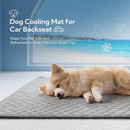 Soulbond Backseat Dog Cooling Mat for Cars - 24.5"x52" Washable Back Seat Self Cooling Pad for Cat & Puppy, QMAX>0.3, Non-Slip Cold Pet Bed Backseat Extender for Cars, SUVs, Trunks, Dark Gray