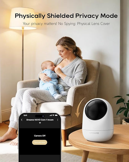 DREAME 2.5K 4MP Pet Dog Camera, Indoor Security Camera Wireless, Dual-Band 5G/2.4G Wi-Fi, Auto-Tracking, 360° Pan-Tilt, Cloud & Local Storage, Physical Privacy Mode, Work with Alexa & Google, White