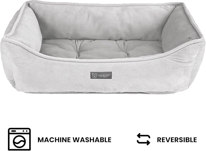 NANDOG Reversible Dog Bed from The Signature Collection– Luxury Cloud-Soft Pet Bed for Medium to Large Dogs & Cats, Premium Pet Gear, Reversible Design, Plush Comfort, Modern Style - Light Grey