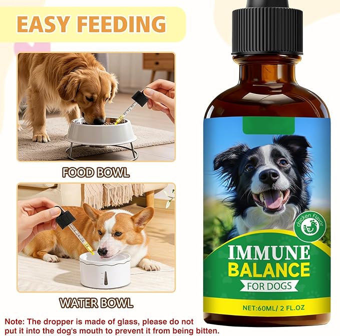 Dog Immune Support for Gut Health, Histamine Balance & Skin Soothe, an Animal Essentials Critical Immune Defense Dogs with Easy Feeding-2FL.OZ
