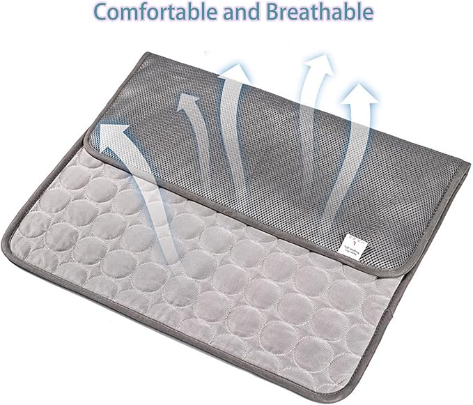 Dog Cooling Mat, Washable Portable Pet Cooling Pad for Dogs Cats, Indoor Outdoor Sleeping Mat - Keep Cool for Pets (Grey, XL 27.5x21.6 Inches