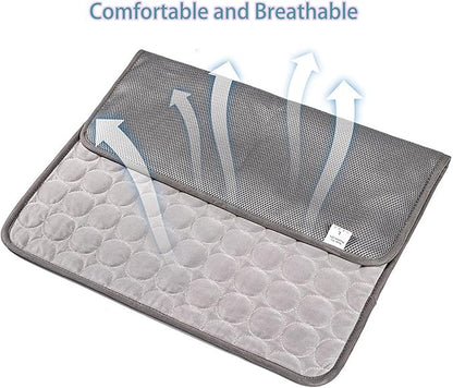 Dog Cooling Mat, Washable Portable Pet Cooling Pad for Dogs Cats, Indoor Outdoor Sleeping Mat - Keep Cool for Pets (Grey, XL 27.5x21.6 Inches