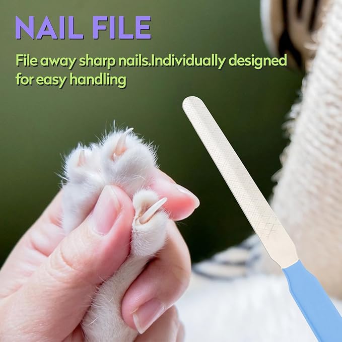 Cat Nail Clippers with Nail File, Kitten Claw Nail Clippers for Trimming, Stainless Steel Pet Bearded Nail Clippers Tool for Dragon, Guinea Pig, Rabbits, Birds, Ferret Small Breed Animals(Pink/Green)