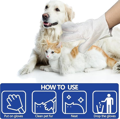 Pet Glove Wipes for Dogs (4Packs/24 PCS) Disposable pet Cleaning Towel, Thick, Odorless and Suitable for Daily Care, Cleaning and Caring for Dogs and Cats