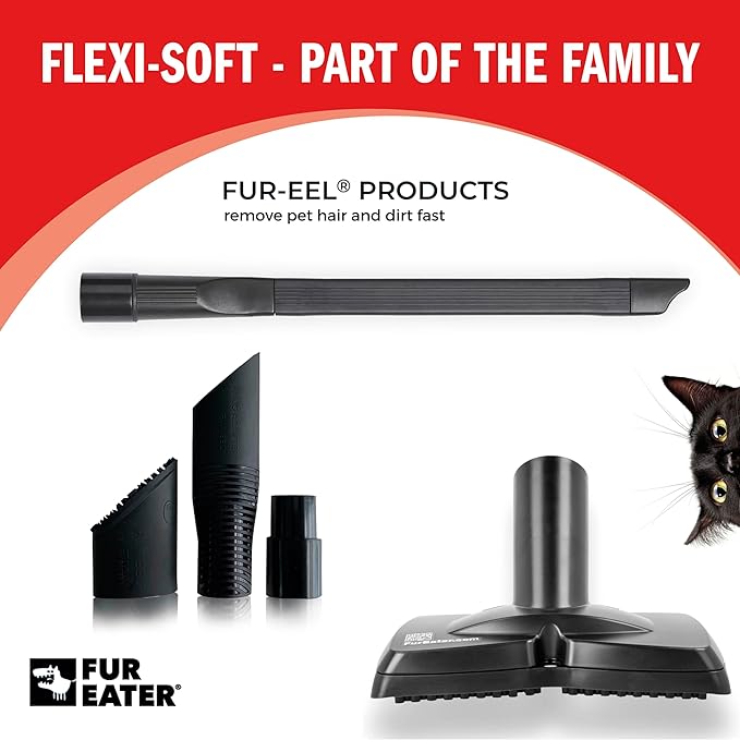 FUR-EEL Vacuum Crevice Tool, Extra Long 18.1 in Flexible Attachment, Fits Round Hoses 1 1/4 and 1 3/8 in (32 and 35 mm), for Car Detailing, Car Seats, Sofas