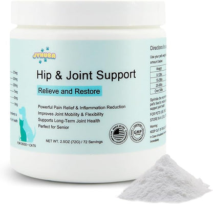 Pet Pain Relief for Dogs & Cats – Natural Joint Supplement with Pea, Glucosamine, MSM, Green Lipped Mussels – Promotes Mobility, Reduces Inflammation & Pain – Made in USA 2.5oz (72g)