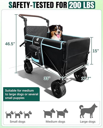 Snagle Paw Extra Large Dog Stroller,Wagon Cart for Medium Large Dogs up to 200lbs | All Terrain Foldable Pet Stroller with Ramp & Tailgate (Extra Space), Adjustable Handle & One-Step Brake