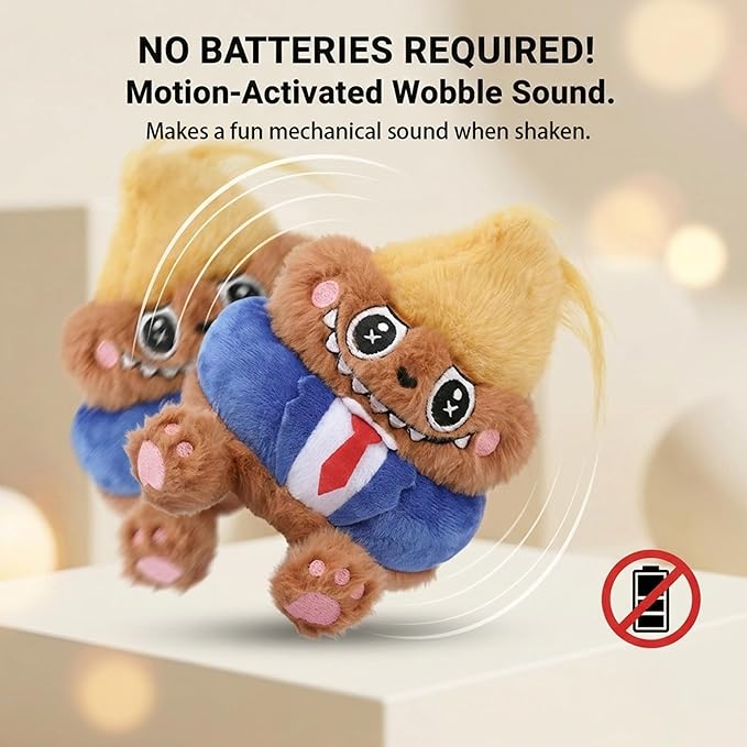 Funny Iconic Parody Plush Dog Toy - 6" Interactive Shaking Wobble Sound Toy, Durable Stuffed Pet Toy with Detachable Keychain for Small & Medium Dogs