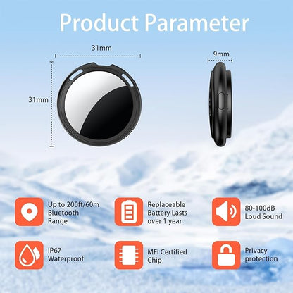 4 Pack Tracker Tags [Apple MFi Certified] Bluetooth Air Tracker Pair with Apple Find My (iOS Only) Smart Tracking Tags Keys Finder Item Locator Worldwide Tracker for Pets Backpack Wallet Dogs Luggage