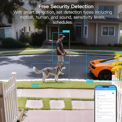 VIMTAG 2.5K Cameras for Home Security Outdoor/Indoor, Color Night Vision Security Camera for Baby/Pet/Dog/Nanny, Light/Siren, Motion Detection, 2-Way Audio, Work with Alexa, Cloud/Card Storage, 2Pcs