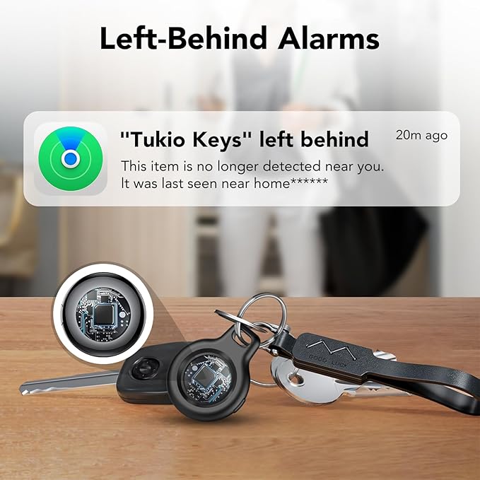 2026 New [Apple MFi Certified] Air Tracker Tags-4 Pack (iOS Only), Tukio Bluetooth Tracker for Apple Find My, Replaceable Battery, Key Finder and Item Locator Smart Tag for Keys, Bag, Luggage and More